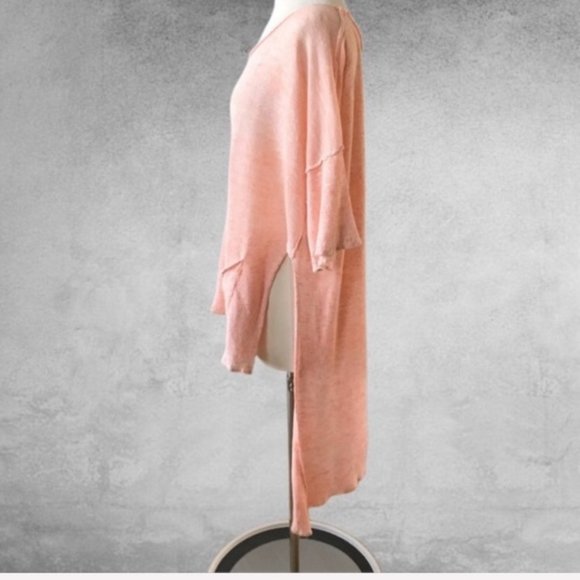 Free People Melange Oversized High Low Open Knit Short Sleeve Sweater - Picture 13 of 16